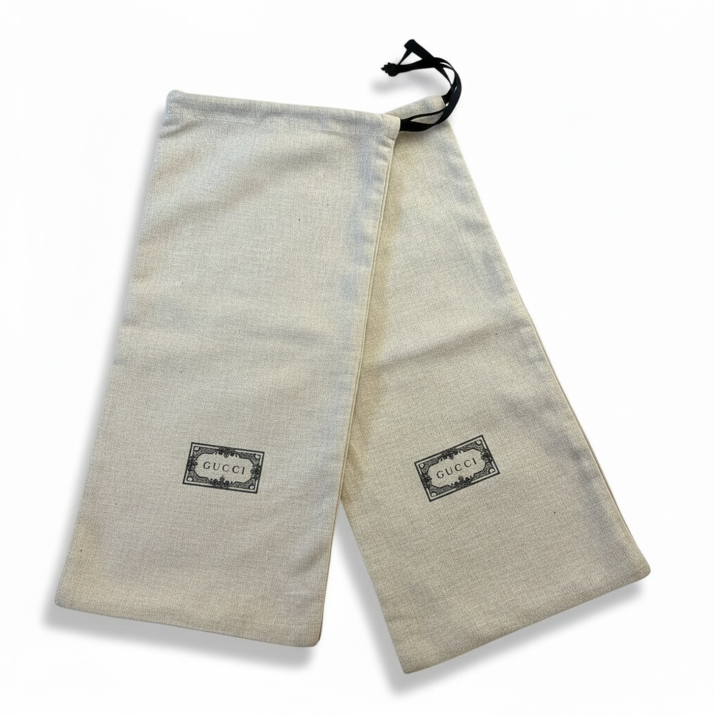 Set of 2 Gucci Beige Canvas Drawstring Shoe Dust Bags